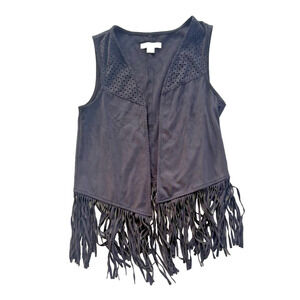 Mossimo Supply Co. Women Size XS-S Black Fringed BOHO Vest Festival Western